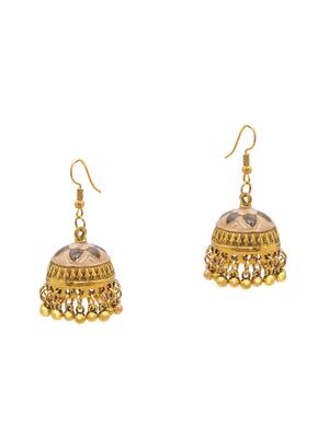 beige metal jhumka earring - 16834822 - Standard Image - 2