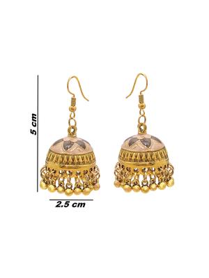 beige metal jhumka earring - 16834822 - Standard Image - 3