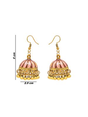 pink metal jhumka earring - 16834825 - Standard Image - 3