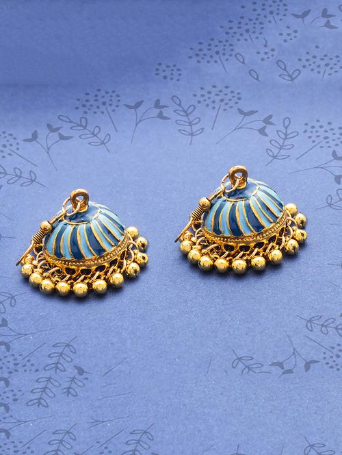 blue metal jhumka earring - 16834826 - Standard Image - 1