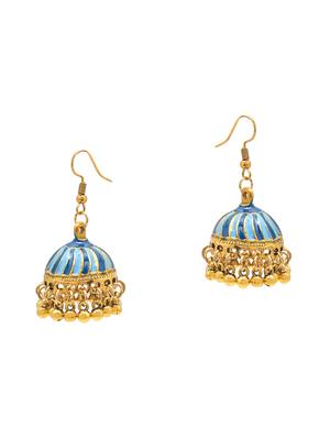 blue metal jhumka earring - 16834826 - Standard Image - 2