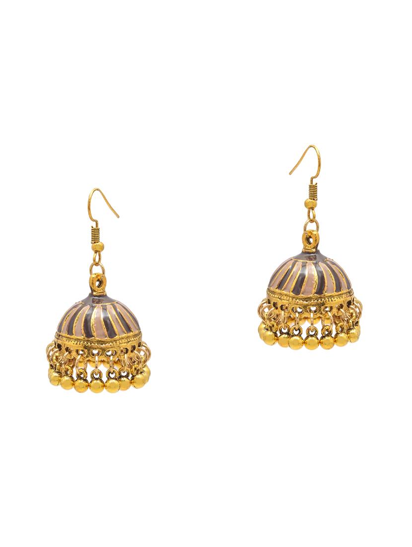 multi colored metal jhumka earring - 16834832 - Zoom Image - 2