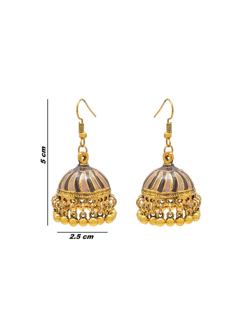 multi colored metal jhumka earring - 16834832 - Zoom Image - 3
