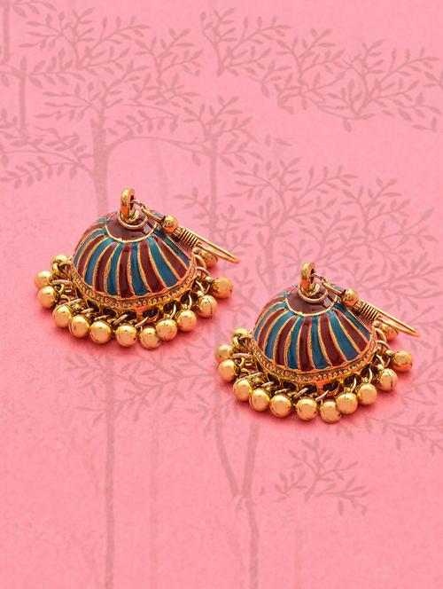multi colored metal jhumka earring - 16834833 - Standard Image - 1