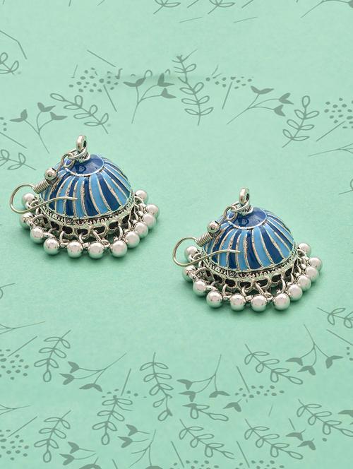 blue metal jhumka earring - 16834835 - Standard Image - 1