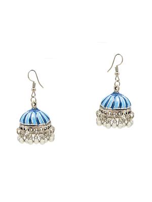 blue metal jhumka earring - 16834835 - Standard Image - 2