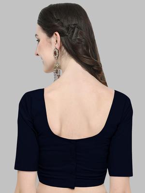 navy solid blouse - 16835028 - Standard Image - 3