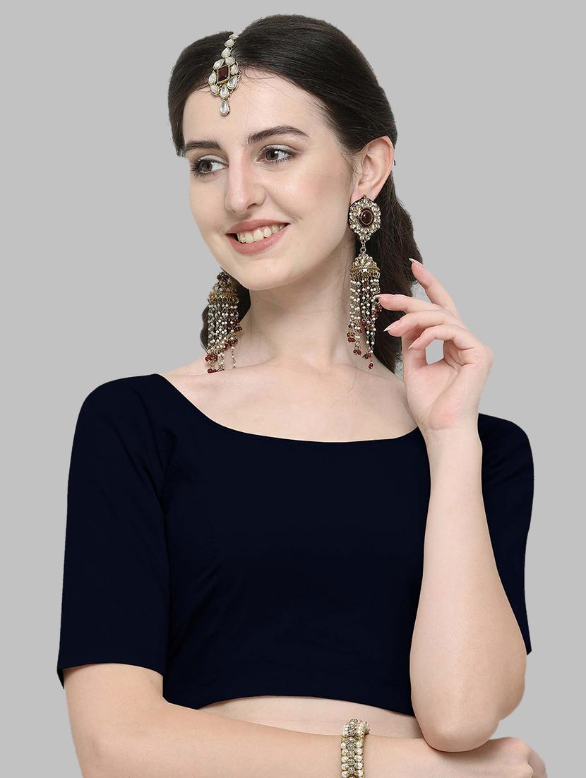 navy solid blouse - 16835028 - Zoom Image - 1