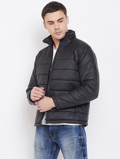 black solid quilted jacket - 16835344 - Standard Image - 1