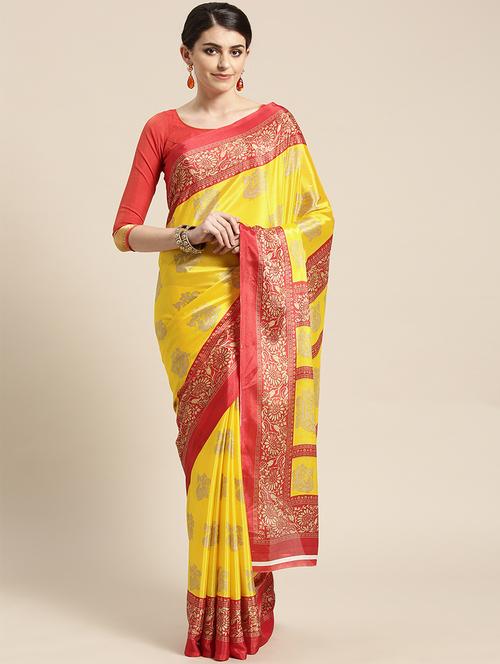 bordered printed saree with blouse - 16835574 - Standard Image - 1