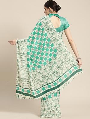 checkered printed saree with blouse - 16835577 - Standard Image - 2