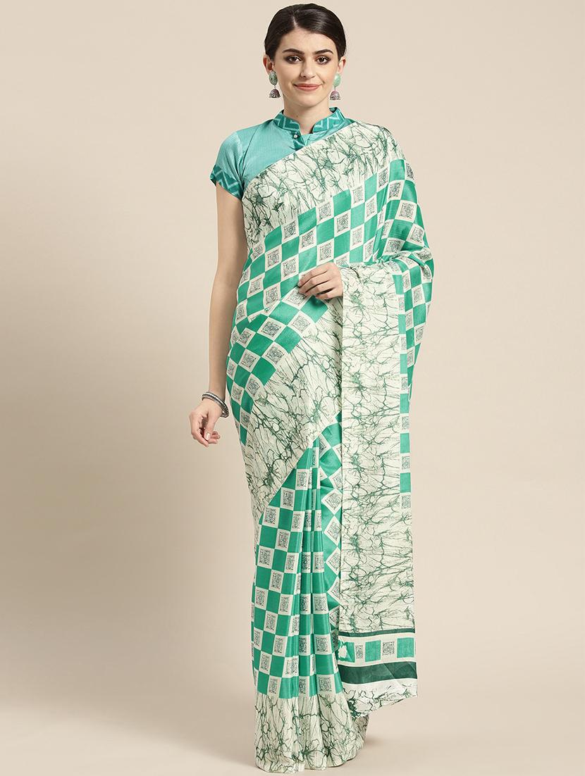 checkered printed saree with blouse - 16835577 - Zoom Image - 1