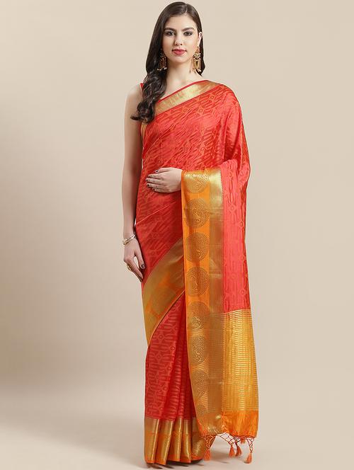 solid jamdani saree with blouse - 16835584 - Standard Image - 1