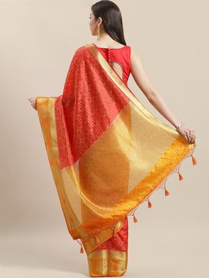 solid jamdani saree with blouse - 16835584 - Standard Image - 2