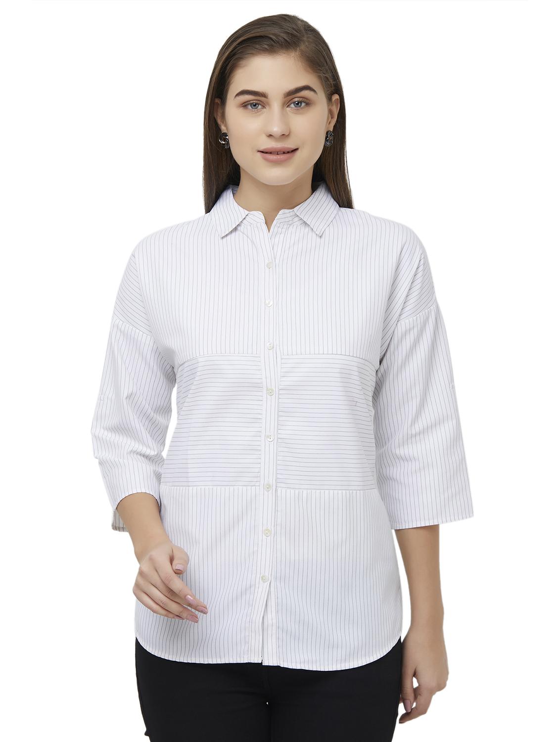 curved hem striped shirt - 16835912 - Zoom Image - 1