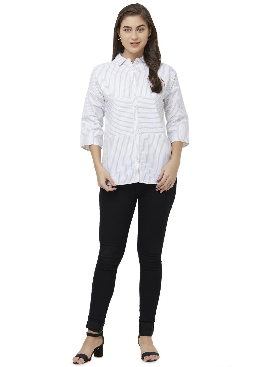 curved hem striped shirt - 16835912 - Zoom Image - 4