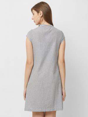 pleat detail striped flared dress - 16835923 - Standard Image - 3