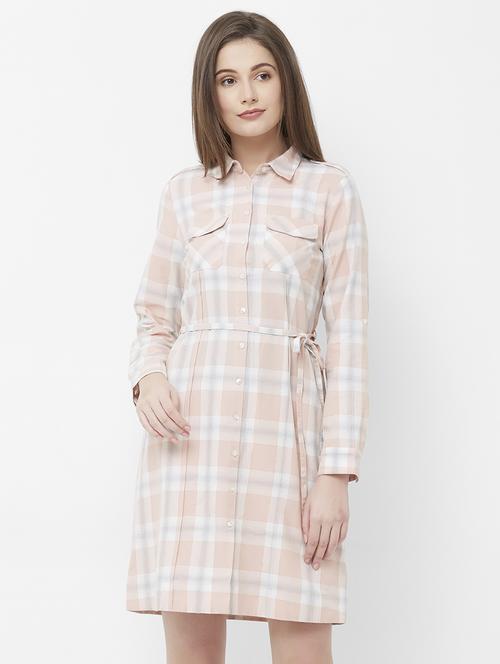 tie front checkered shirt dress - 16835926 - Standard Image - 1