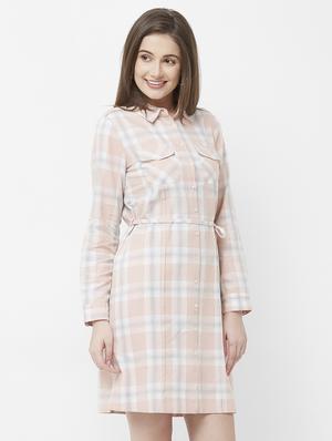 tie front checkered shirt dress - 16835926 - Standard Image - 2