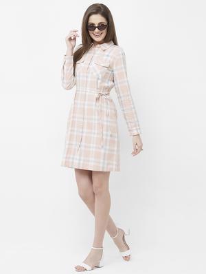 tie front checkered shirt dress - 16835926 - Standard Image - 4