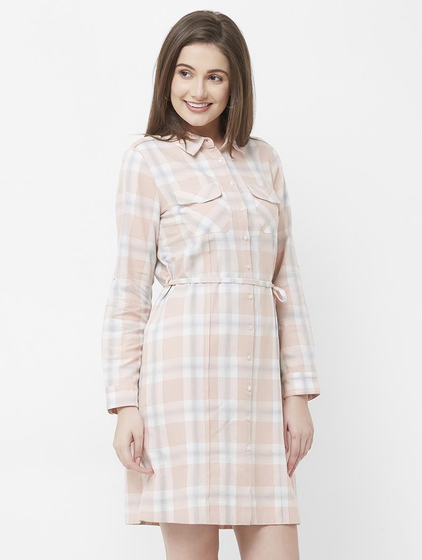 tie front checkered shirt dress - 16835926 - Zoom Image - 2