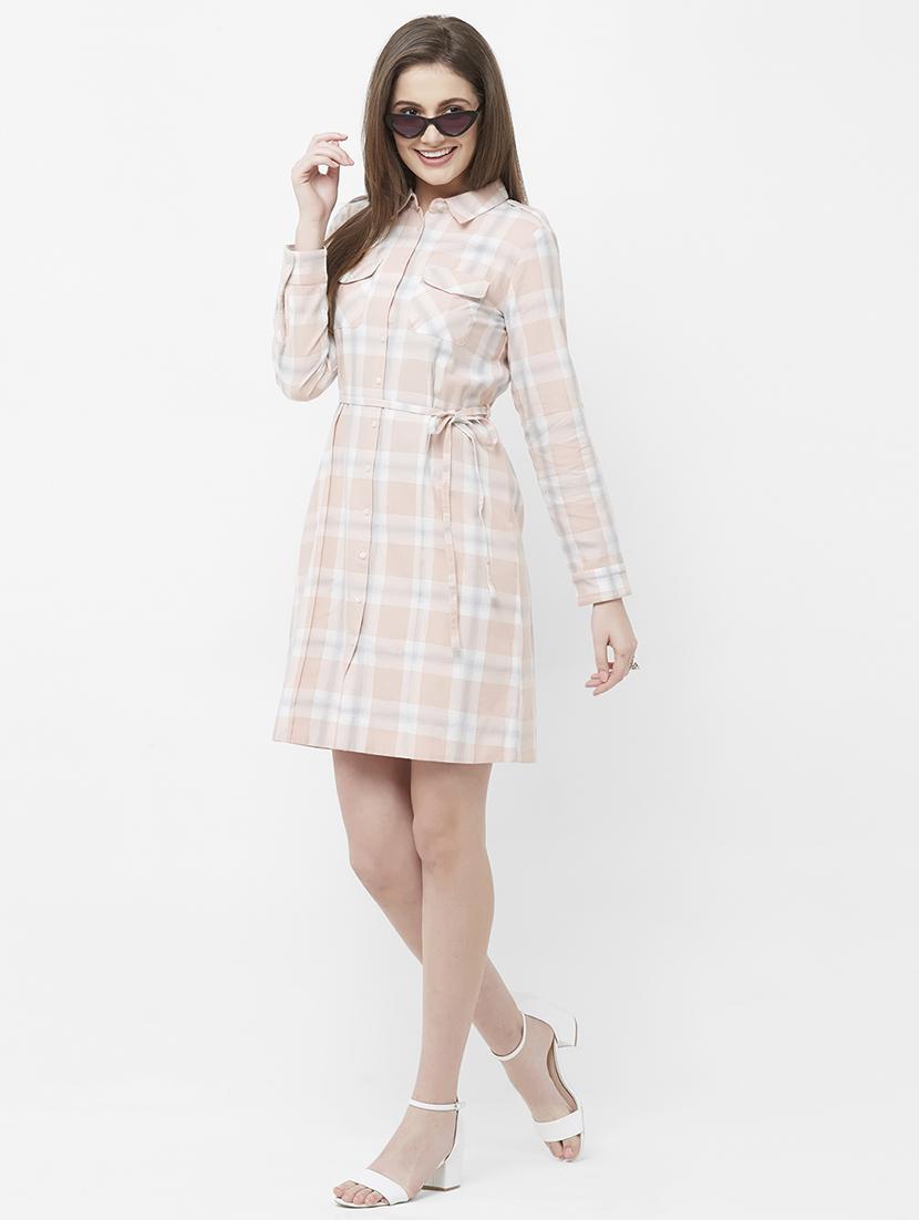 tie front checkered shirt dress - 16835926 - Zoom Image - 4