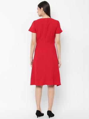 pocket detail solid fit & flare dress - 16835983 - Standard Image - 3