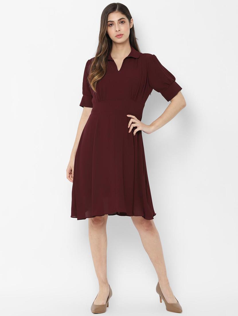 shirt collar gathered detail fit & flare dress - 16835984 - Zoom Image - 1