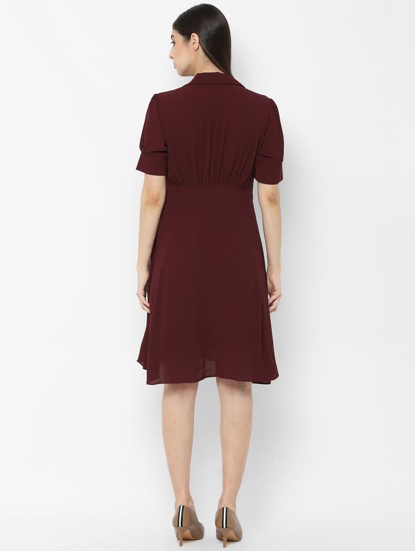 shirt collar gathered detail fit & flare dress - 16835984 - Zoom Image - 3