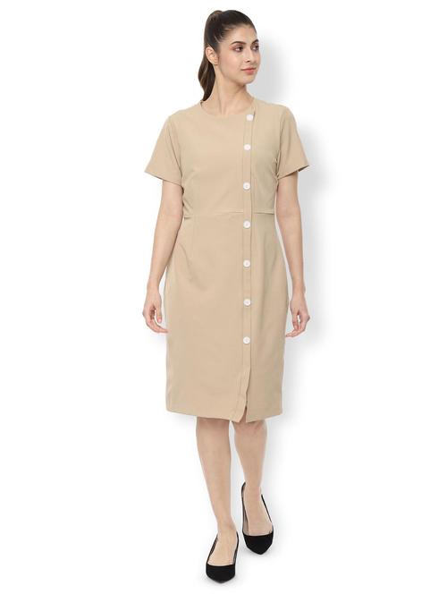 button up solid sheath dress - 16835986 - Standard Image - 1