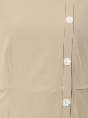 button up solid sheath dress - 16835986 - Standard Image - 4