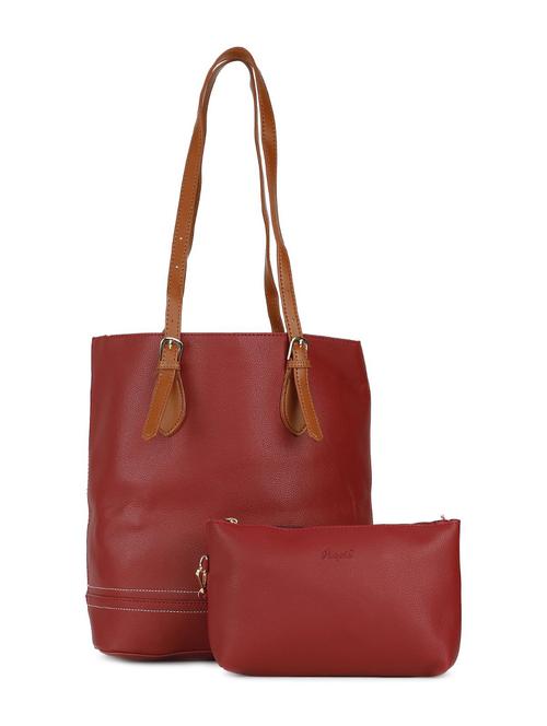 maroon leatherette combo handbag - 16835996 - Standard Image - 1