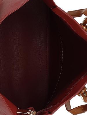 maroon leatherette combo handbag - 16835996 - Standard Image - 3