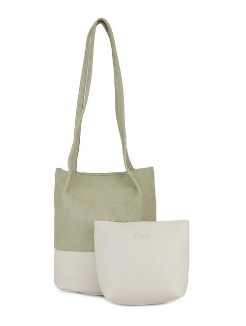 green leatherette combo handbag - 16835997 - Standard Image - 1
