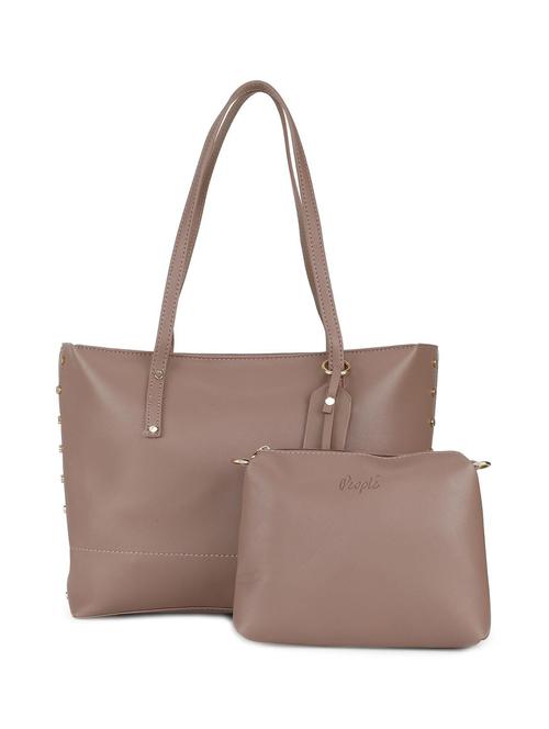 brown leatherette combo handbag - 16836000 - Standard Image - 1