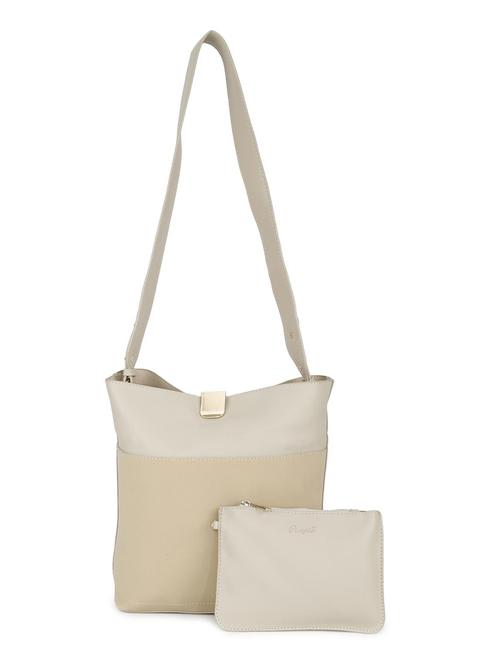 beige leatherette combo handbag - 16836003 - Standard Image - 1