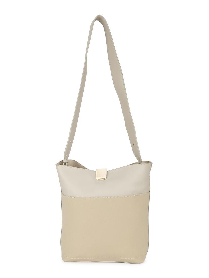 beige leatherette combo handbag - 16836003 - Zoom Image - 4