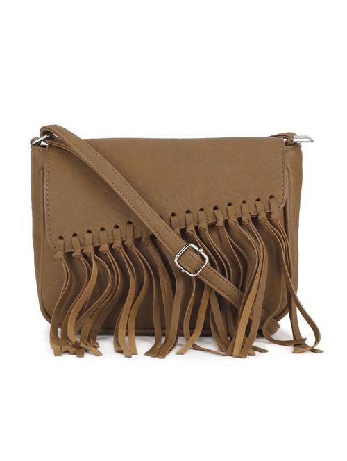 brown leatherette regular sling bag - 16836334 - Standard Image - 1