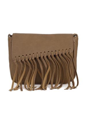 brown leatherette regular sling bag - 16836334 - Standard Image - 4