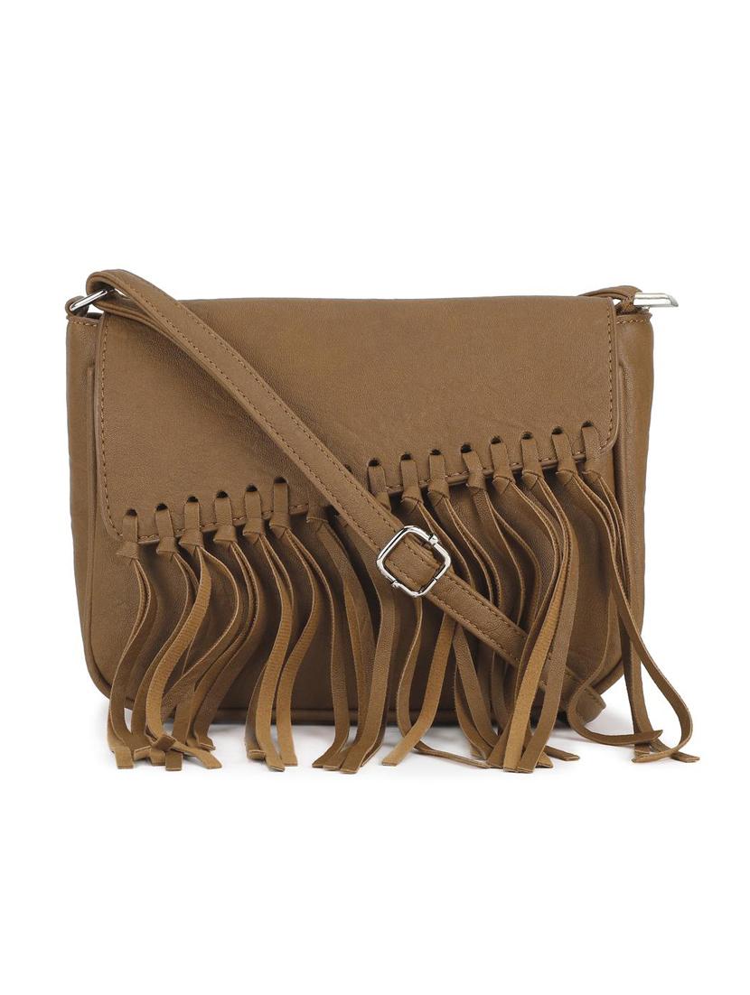 brown leatherette regular sling bag - 16836334 - Zoom Image - 1