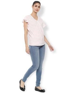 flute sleeve striped top - 16836370 - Standard Image - 3