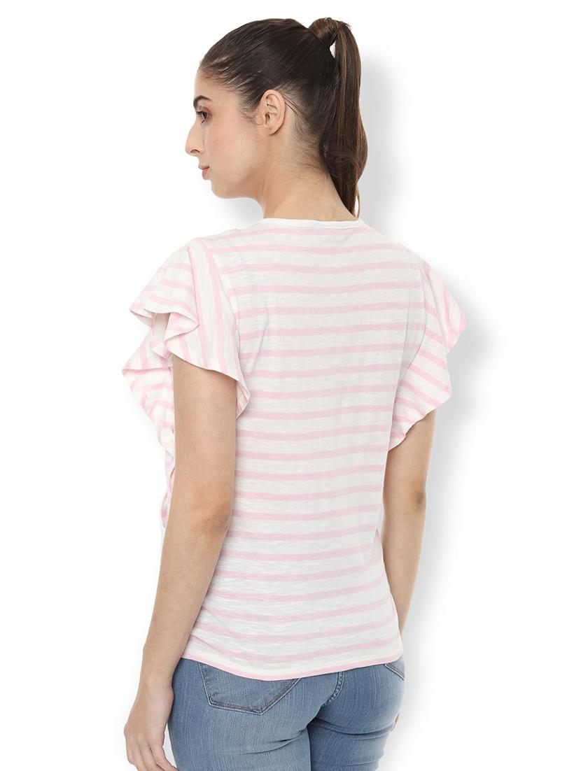 flute sleeve striped top - 16836370 - Zoom Image - 2
