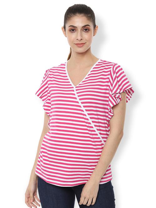 flute sleeve striped top - 16836371 - Standard Image - 1