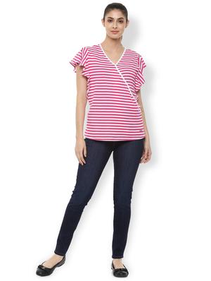 flute sleeve striped top - 16836371 - Standard Image - 3