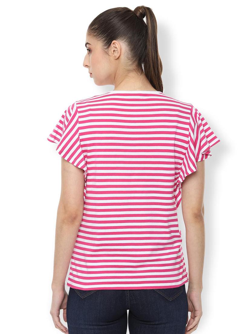 flute sleeve striped top - 16836371 - Zoom Image - 2