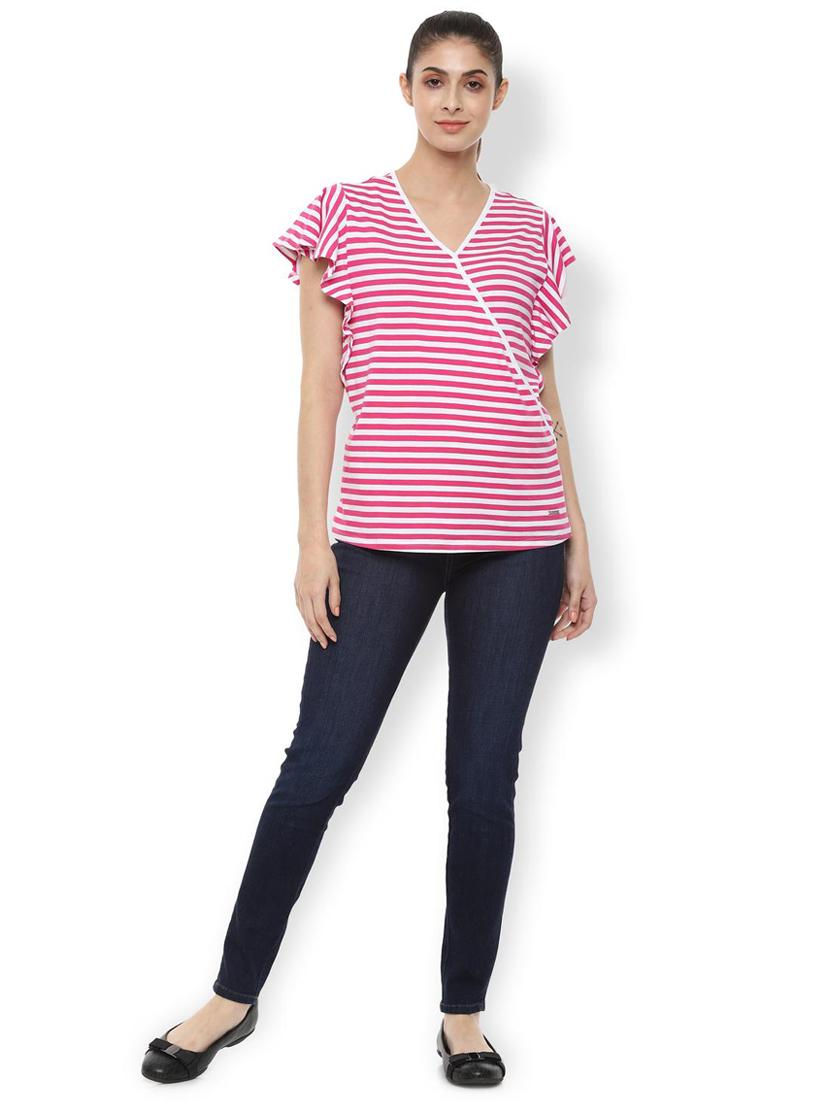 flute sleeve striped top - 16836371 - Zoom Image - 3