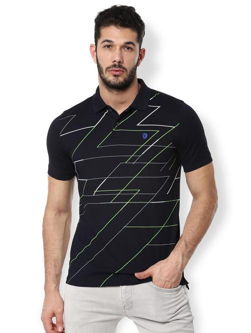 navy blue printed polo t-shirt - 16836557 - Standard Image - 1