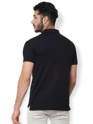 navy blue printed polo t-shirt - 16836557 - Standard Image - 2