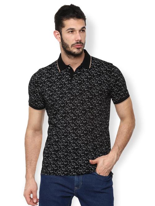 black printed polo t-shirt - 16836593 - Standard Image - 1