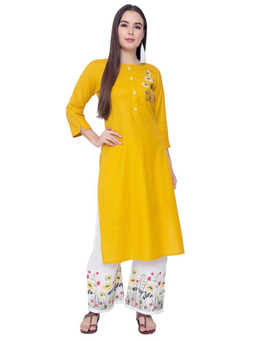 solid kurta palazzo set - 16836658 - Very Small Image - 1
